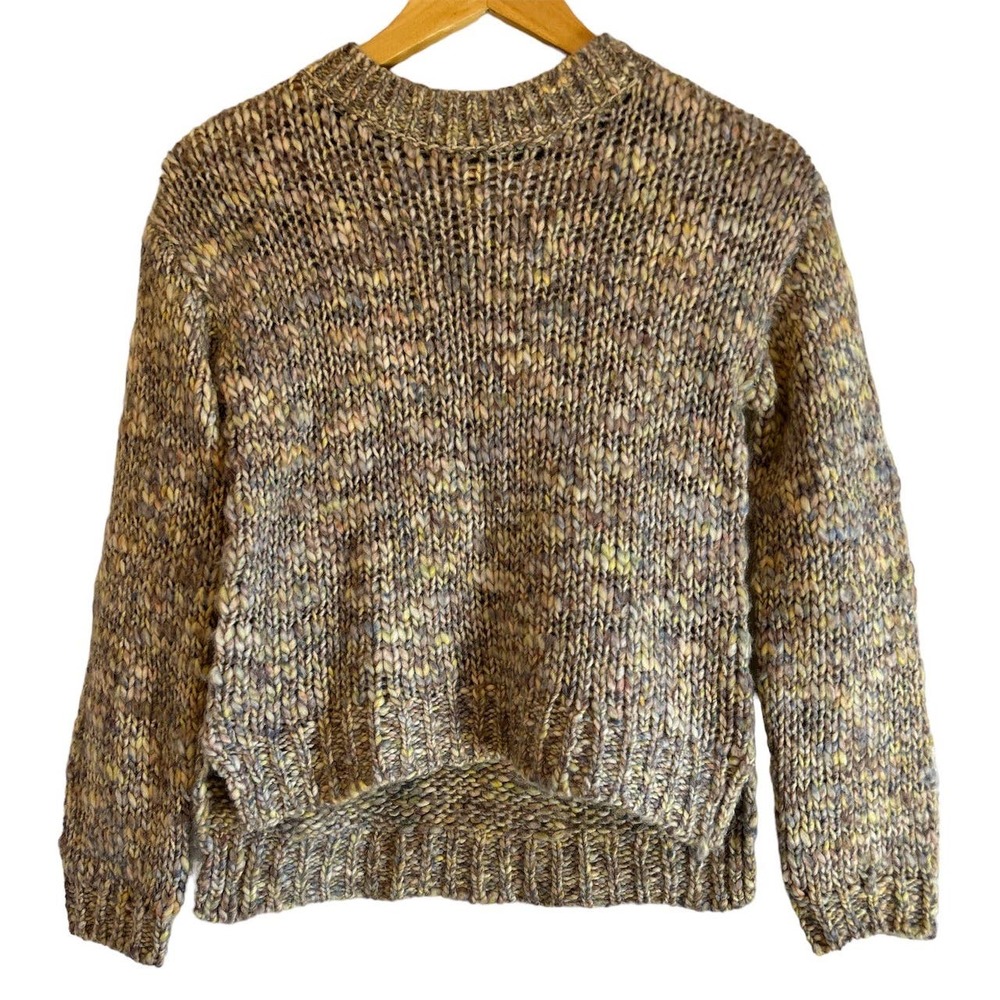 Treasure Bond‎ Women’s Chunky Cropped Alpaca Wool Blend Rainbow Knit Sweater